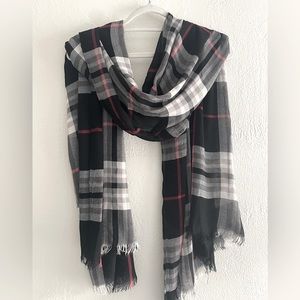 Black, Grey, Red & White Plaid Women’s Sheet Scarf